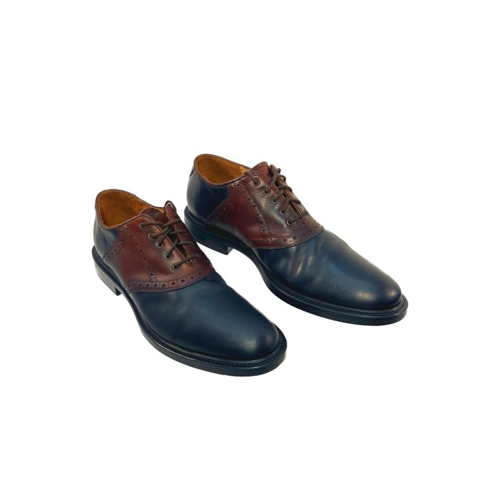 Johnston and Murphy Black and Brown Leather Saddle Oxford Shoes Mens size 10